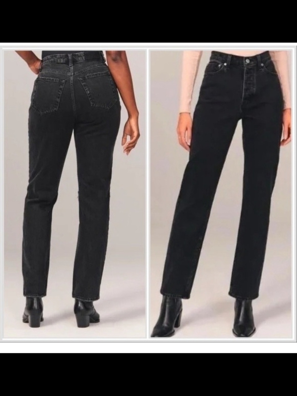 Abercrombie & Fitch The Dad High Rise Denim Black Straight-Leg Jeans Sz 30
